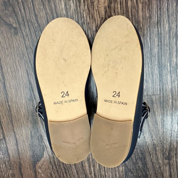 La Coqueta Navy Leather T-Bar Shoes size 24/US8 - Picture 3 of 5